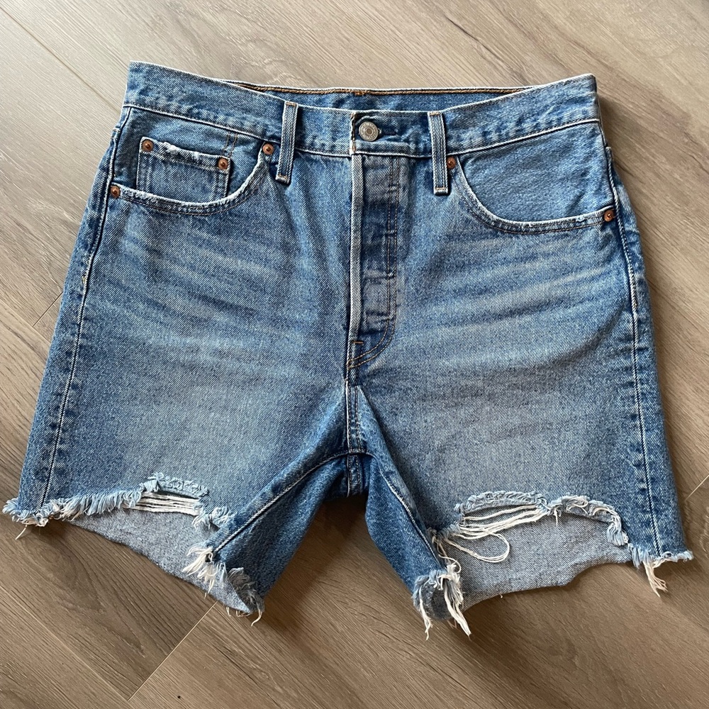 Levi's 501 Jean Shorts | Size 29 | 5 inch inseam | Mid thigh length | Distressed